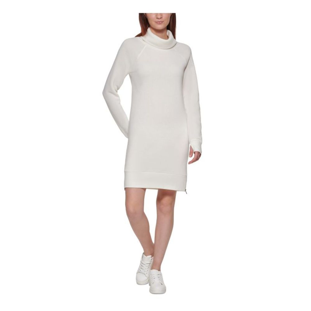MARC NEW YORK PERFORMANCE Womens Ivory Sweatshirt Long Sleeve Short Dress L